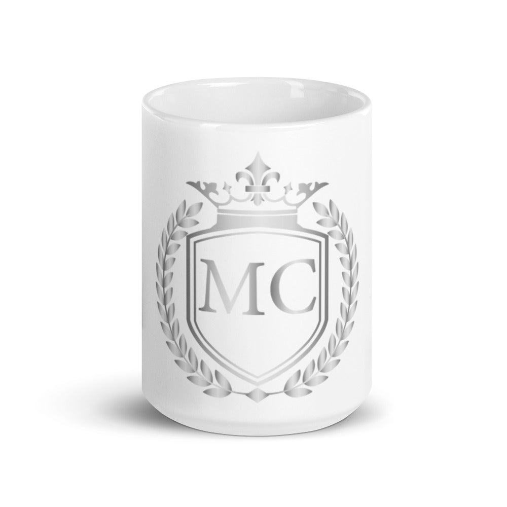 Taza Blanca Brillante Plata