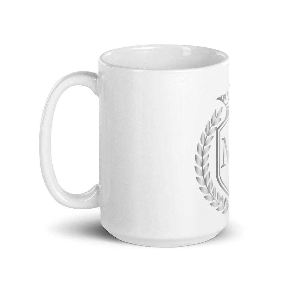 Taza Blanca Brillante Plata