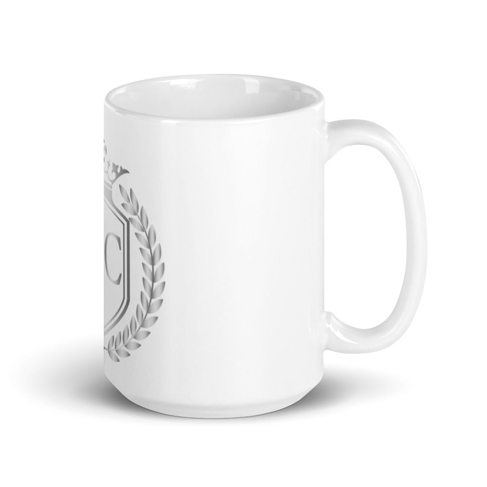Taza Blanca Brillante Plata